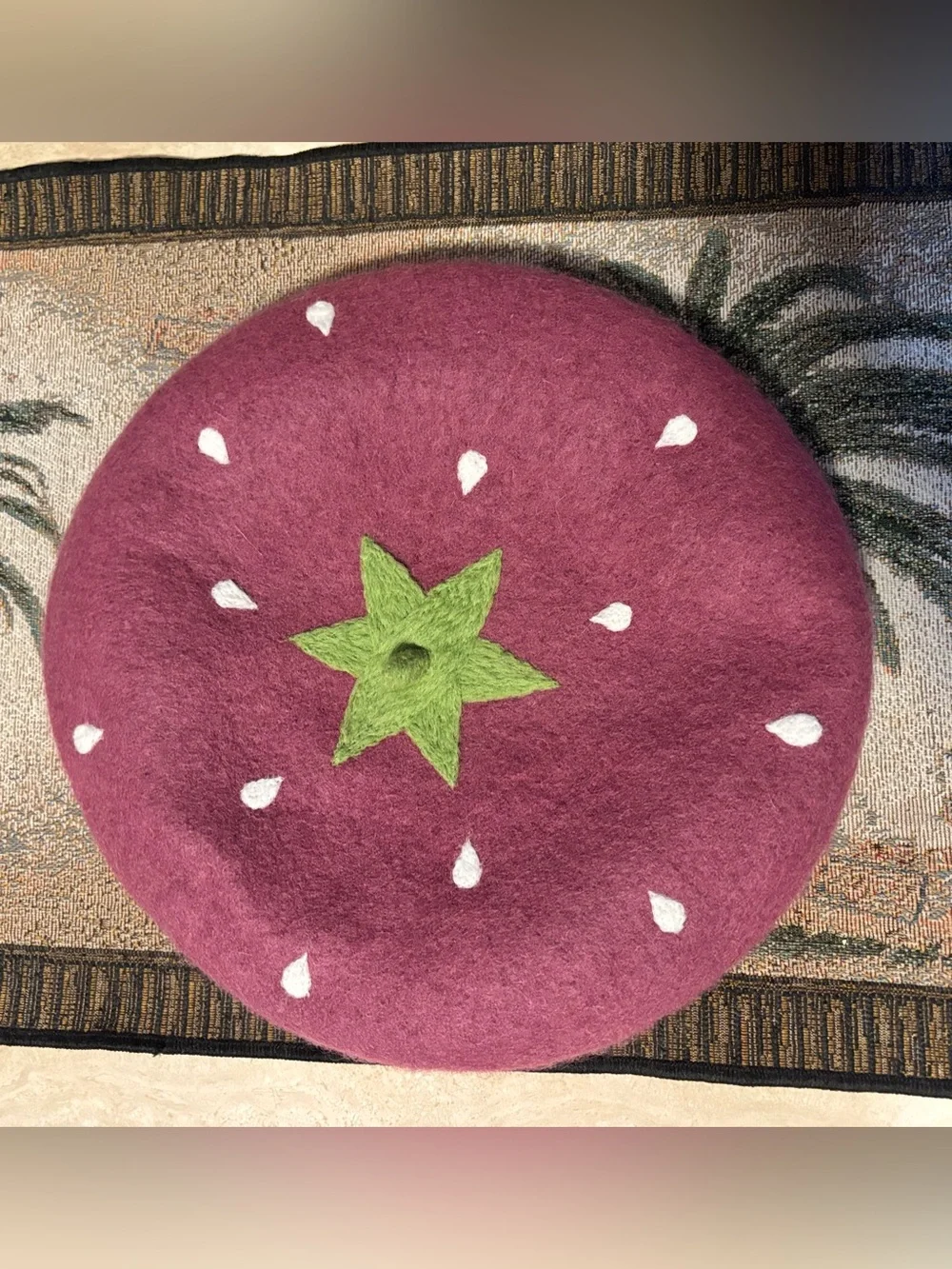 Raspberry Beret - Handmade Felted Wool French Beret Hat Made in Tasmania O/S
